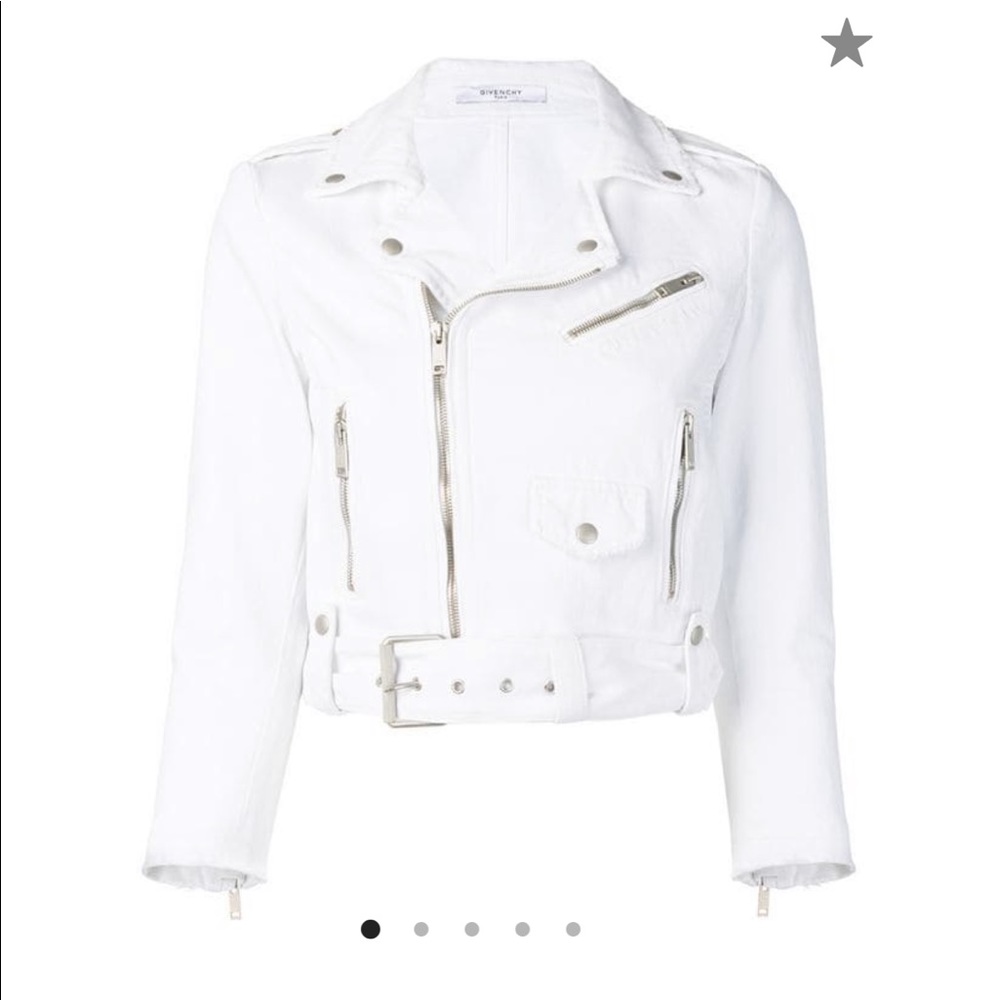Givenchy White Denim Biker Belted Jacket
